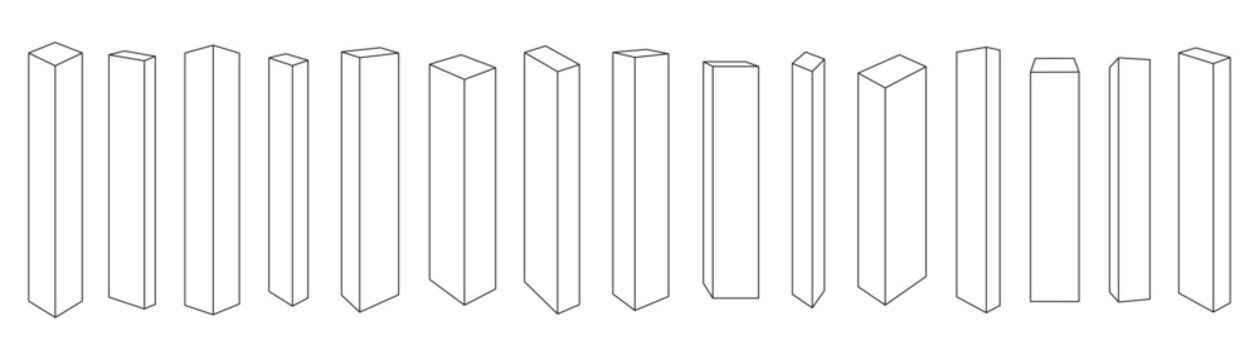 3D Tall Rectangular Box Shape Set