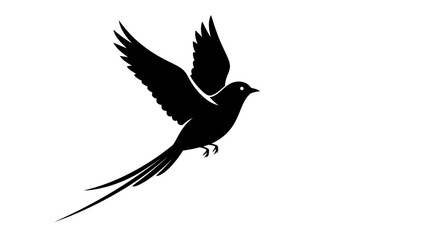 Obraz premium Black bird silhouette soaring against a white background vector illustration