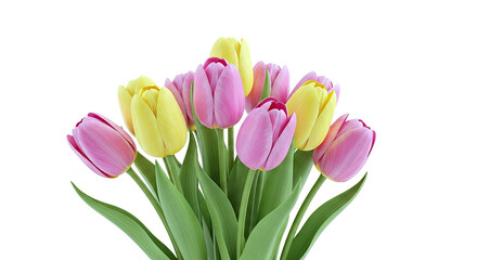 Naklejka premium Bouquet of Pink and Yellow Tulips