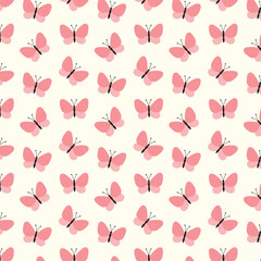 Cute seamless pattern with butterflies. Backgrounds and texture vector illustration.