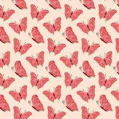 Cute seamless pattern with butterflies. Backgrounds and texture vector illustration.