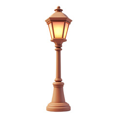 Fototapeta premium Illuminated Beige Streetlight on transparent background