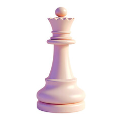 Single Pink Chess Queen Piece on Transparent Background