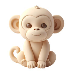 Naklejka premium Cute Beige Monkey Character Smiling on Transparent Background