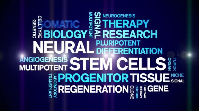 Neural Stem Cells animated word cloud-text design animation tag kinetic typography seamless loop.