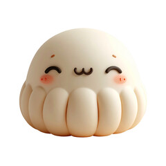Fototapeta premium Cute Smiling Creamy White Dumpling with Transparent Background