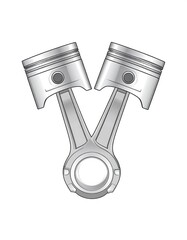 Simplified illustration of two pistons connected by a connecting rod