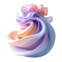 Pastel Swirl on Transparent Background 3d Rendering Soft Colors