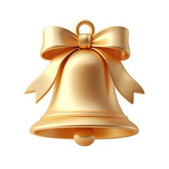 Isolated Golden Bell with Ribbon on Transparent Background Holiday