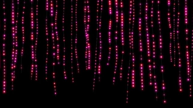 Horizontal Rows of Draped Glowing Christmas Fairy Lights Animation christmas