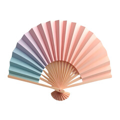 Pastel Colored Hand Fan on Transparent Background in Studio Lighting