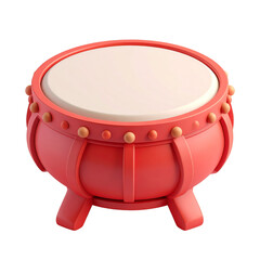Red Drum Instrument with White Drumhead on Transparent Background