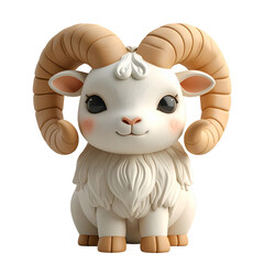 Cute Cartoon Sheep Illustration with Cream Horns Isolated on