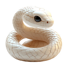 Coiled Pale Beige Snake Illustration on Transparent Background