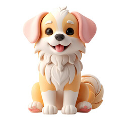 Cute Cartoon Dog with Beige and White Fur on Transparent Background