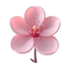 Isolated Pink Blossom with Transparent Background Soft Pastel Tones