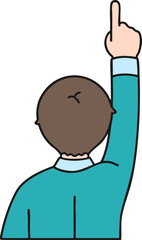 excited boy pointing up vector illustration