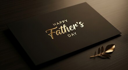 A happy father's day card with a golden leaf decoration