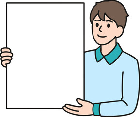 man holding a blank board