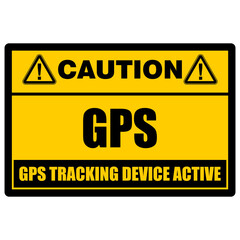 Caution, GPS TRACKING DEVICE ACTIVE, sticker vector