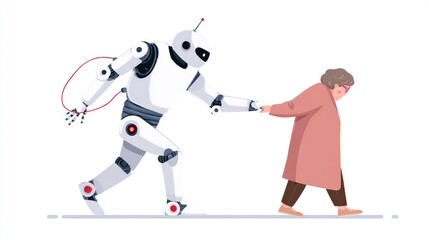 Robot assisting elderly woman