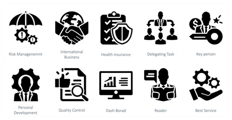 Obraz premium A set of 10 mix icons as risk management, international business