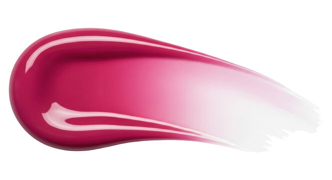 Fuchsia pink lip gloss smear isolated PNG on transparent background, cosmetic swatch for beauty and makeup product design