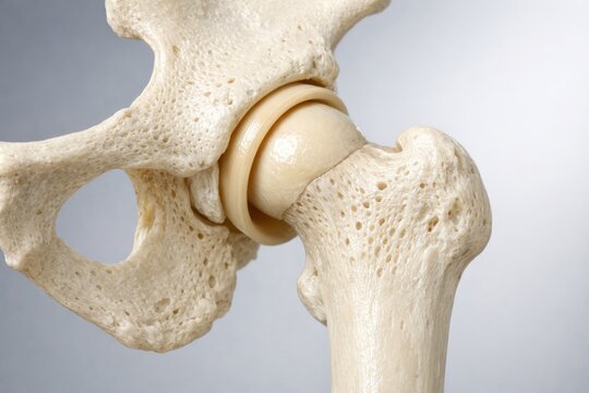 Anatomical Hip Joint: Detailed depiction of a hip joint, highlighting the intricate structure and functionality of the human anatomy.