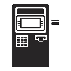 ATM machine icon with equal sign on white background icon