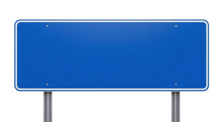 Blank blue road sign isolated on transparent background PNG, empty traffic signage for customizable messages and wayfinding © Irina