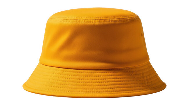 Yellow bucket hat isolated PNG, stylish sun hat for summer fashion and outdoor activities on transparent background