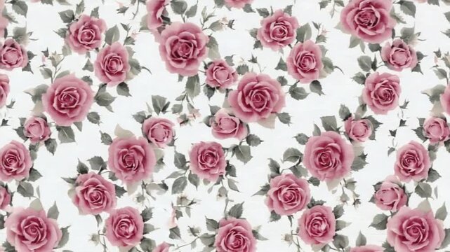 Beautiful pink rose floral pattern on white background
