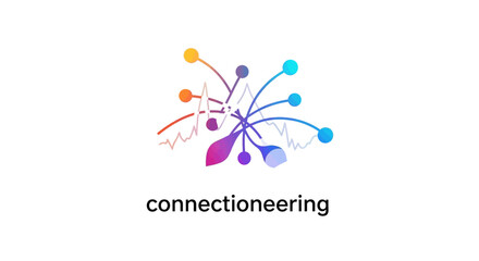 Abstract connectioneering logo representing data networks and digital communication technology
