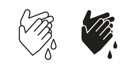Fototapeta premium Handwashing icons vector symbol with editable stroke and flat versions