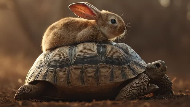Baby Rabbit Riding Tortoise Shell Unlikely Friends Wildlife Pairing