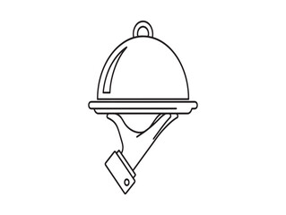 Fototapeta premium A line drawing of a covered serving dish on a stand