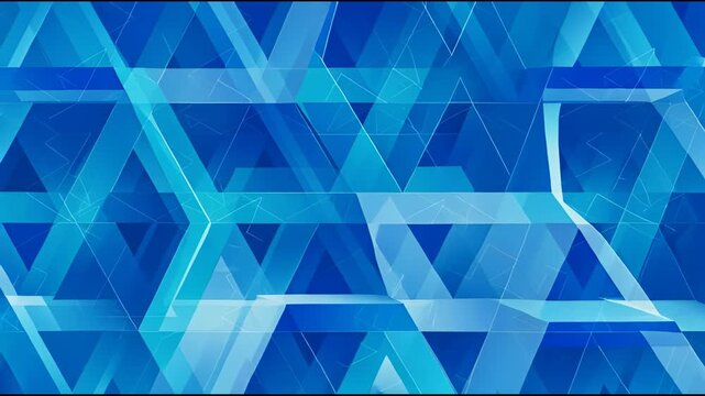 Geometric pattern of overlapping blue triangles in a modern abstract design against a solid background