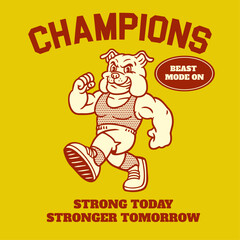 Fototapeta premium Vintage Design of Strong Muscle Bulldog