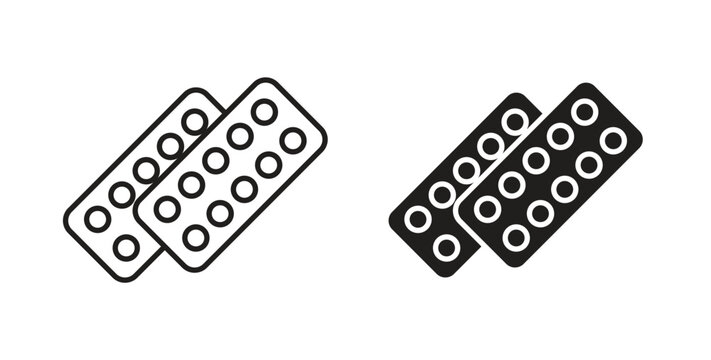 Pill blisters vector symbol with editable stroke and flat versionsicons vector symbol with editable stroke and flat versions