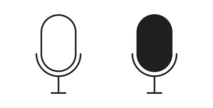 Podcast icons vector symbol with editable stroke and flat versions