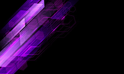 Abstract technology technology futuristic purple cyber line dynamic on black with blank space design modern background vector