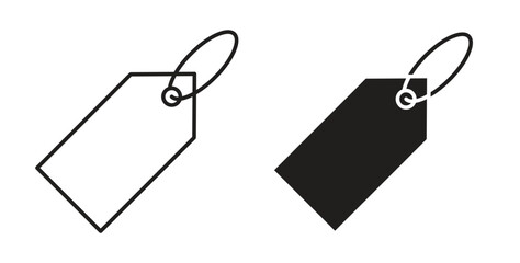 Price tag icons vector symbol with editable stroke and flat versions