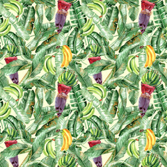 Obraz premium Watercolor seamless pattern rainforest