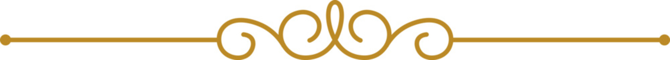 Obraz na płótnie Canvas Curved line golden boarder. Swirl fancy divider