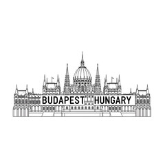 Naklejka premium Budapest Hungary Parliament building gothic architecture sketch