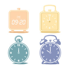 Flat Clock Illustration Set for Time and Schedule Concepts