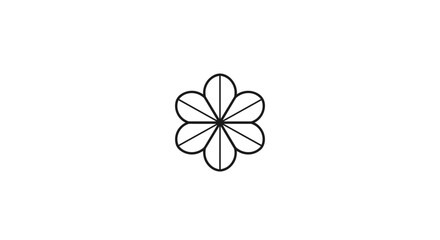 Simple Black Line Drawing of Flower.