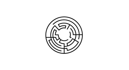 Simple Black Line Drawing of Labyrinth 1.