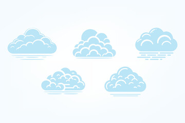 Flat Cloud Illustration Set for Sky and Weather Concepts