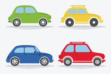 Flat Cartoon Car Illustration Set for Kids and Transportation Concept